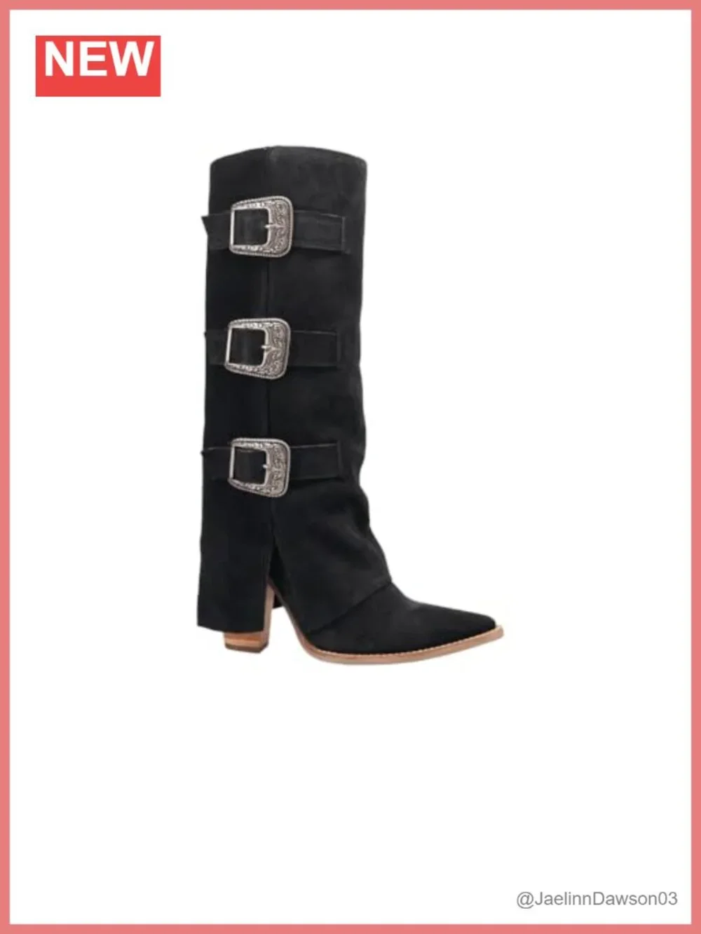 Dingo Buckle Bunny Suede Leather Over the Knee Western Boots Mid Heel